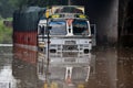 Truck stucked in water due to heavy rain