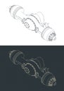 Truck suspension isometric drawings Royalty Free Stock Photo