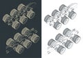 Truck suspension systems isometric drawings Royalty Free Stock Photo
