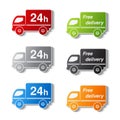 Truck symbols - delivery within 24 hours and free delivery