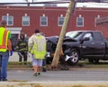 Truck takes out power pole in Bethpage NY