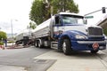 Truck tanker merges gasoline at the gas station (the USA) Royalty Free Stock Photo