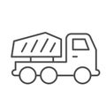 Truck thin line icon. Heavy machine, cargo transportation vehicle symbol, outline style pictogram on white background