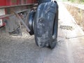 Broken truck tire Royalty Free Stock Photo