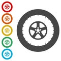 Truck tires icons set Royalty Free Stock Photo