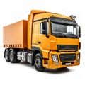 Luxurious Orange Truck Delivery On White Background