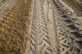 Truck traces on a road Royalty Free Stock Photo