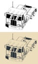 Truck tractor isometric illustrations