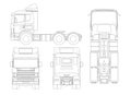 Truck tractor or semi-trailer truck in outline Combination of a tractor unit and one or more semi-trailers to carry