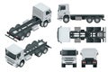 Truck tractor or semi-trailer truck. View front, rear, side, top and isometric front, back. Cargo delivering vehicle Royalty Free Stock Photo