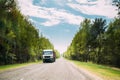 Truck, Tractor Unit, Prime Mover, Traction Unit In Motion On Country Road Royalty Free Stock Photo