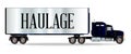 Truck Tractor Unit And Trailer With Haulage Inscription