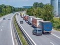 Truck traffic jam on a German highway Royalty Free Stock Photo