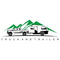Truck and trailer caravan logo design vector
