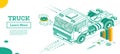 Truck without Trailer. Cargo Truck Transportation. Isometric Commercial Transport