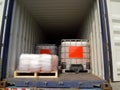 Truck trailer with chemical container