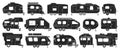 Truck trailer isolated black set icon. Vector illustration campsite van on white background.Black set icon truck trailer Royalty Free Stock Photo