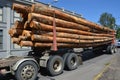 Truck trailer with logs in Albany, Oregon Royalty Free Stock Photo