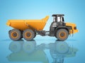 Truck with trailer for mining stone transport 3d render on blue background with shadow Royalty Free Stock Photo