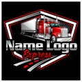 Truck trailer transport logistics logo. Semi truck circle emblem ready made logo. Best for trucking and freight related logo. Royalty Free Stock Photo