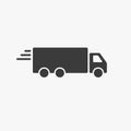 Truck trailer vector icon. Semi lorry wagon commercial transport logistic concept. Van delivery shape sign isolated on white Royalty Free Stock Photo