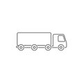 Truck trailer vector line icon. Semi lorry wagon commercial transport logistic concept. Van delivery shape sign isolated Royalty Free Stock Photo