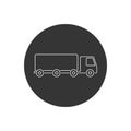 Truck trailer vector line icon. Semi lorry wagon commercial transport logistic concept. Van delivery shape sign isolated Royalty Free Stock Photo