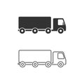 Truck trailer vector line icon set. Semi lorry wagon commercial transport logistic concept. Van delivery shape sign Royalty Free Stock Photo