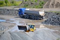 truck with a trailer and a wheel loader at work in a quarry SvobodnÃÂ© HeÃâ¢manice Silesia Czech Republic