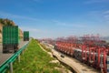 Truck transport container on the road to the port Royalty Free Stock Photo