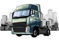 Truck transport, delivery. Land, water and air types of transportation. Royalty Free Stock Photo