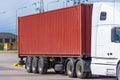 Truck transportation, container cargo working for import export logistic industrial Royalty Free Stock Photo