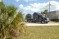 Truck transportation of a Jumbo Jet 747 engine on his way to the repair shop Royalty Free Stock Photo