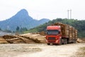 Truck transportation in log yard
