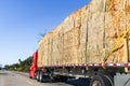 Truck transporting bales of hay on a freeway in Ventura County, South California Royalty Free Stock Photo