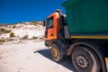 Truck transporting locally quarried marble