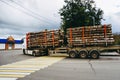 Truck transporting logs from freshly cut forest Royalty Free Stock Photo