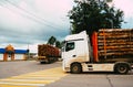 Truck transporting logs from freshly cut forest Royalty Free Stock Photo