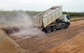 Truck unload gravel Royalty Free Stock Photo