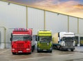 Truck in unloading in warehouse, Cargo transport logistics Royalty Free Stock Photo