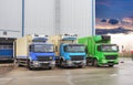 Truck in unloading in warehouse, Cargo transport logistics