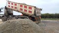 Truck unload gravel Royalty Free Stock Photo