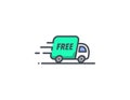 Truck vector icon. Delivery service logo isolated on white. Moving car line outline thin sign flat design Royalty Free Stock Photo