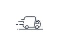 Truck vector icon. Delivery service logo isolated on white. Moving car line outline thin sign flat design Royalty Free Stock Photo