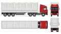 Semi trailer truck vector mockup side, front, back, top view Royalty Free Stock Photo