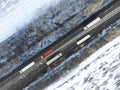 Truck view from the air. Road top view. Royalty Free Stock Photo