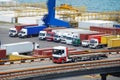 Truck and warehouse near the sea Royalty Free Stock Photo