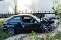 Frontal collision of BMW and truck DAF, in Latvia on the A4 road, which occurred on the evening of August 21, 2018 Royalty Free Stock Photo