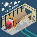 Truck Wash Isometric Composition Royalty Free Stock Photo