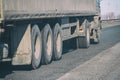 Truck wheels on road in motion Royalty Free Stock Photo